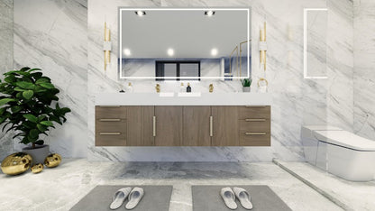 Boreal 72" Double Sink Floating Bathroom Vanity (Side Drawers)