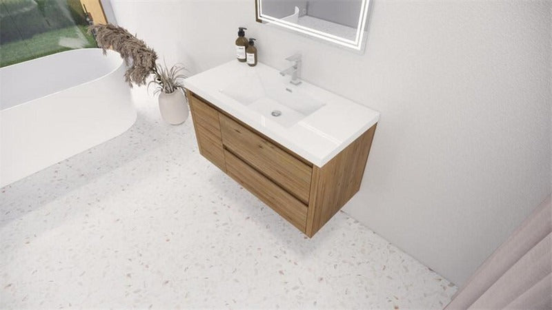 Oasis 42” Floating Bathroom Vanity (Right Drawers)