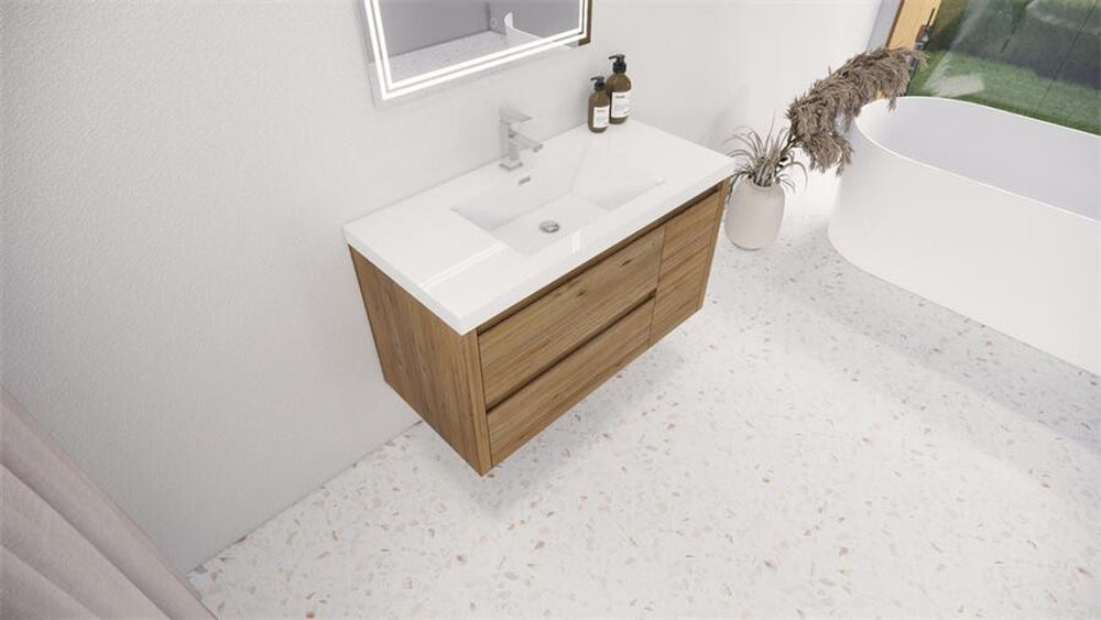 Oasis 42” Floating Bathroom Vanity (Left Drawers)