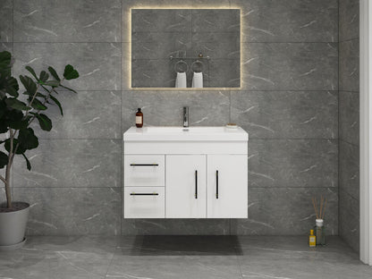 Aqua 36“ Floating Bathroom Vanity (Left Drawers)