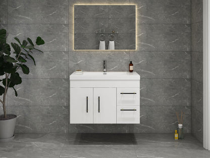 Aqua 36“ Floating Bathroom Vanity (Right Drawers)