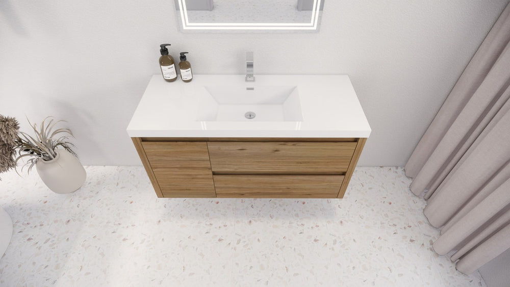 Oasis 48” Floating Bathroom Vanity (Right Drawers)