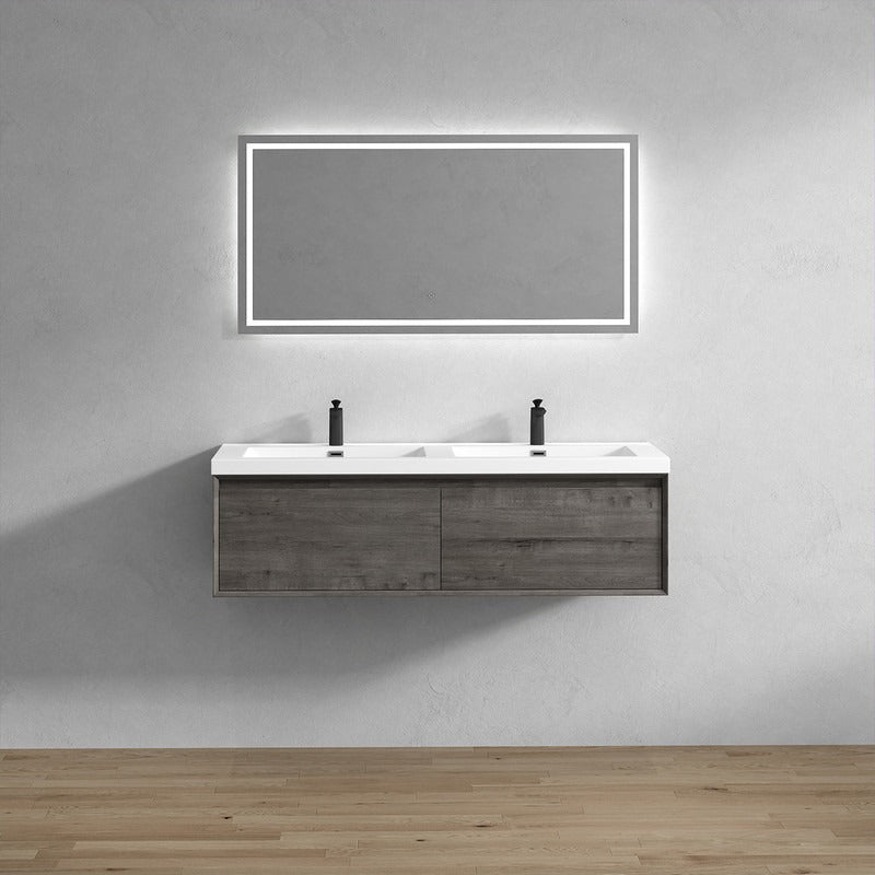 Nordic 60” Double Sink Floating Bathroom Vanity