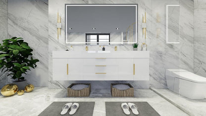 Boreal 72" Double Sink Floating Bathroom Vanity (Middle Drawers)