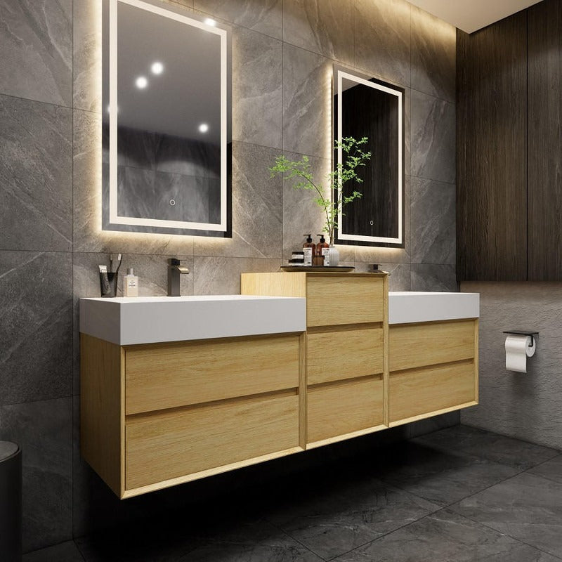 Halo 80“ Double Sink Floating Bathroom Vanity