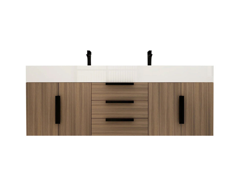 Boreal 72" Double Sink Floating Bathroom Vanity (Middle Drawers)