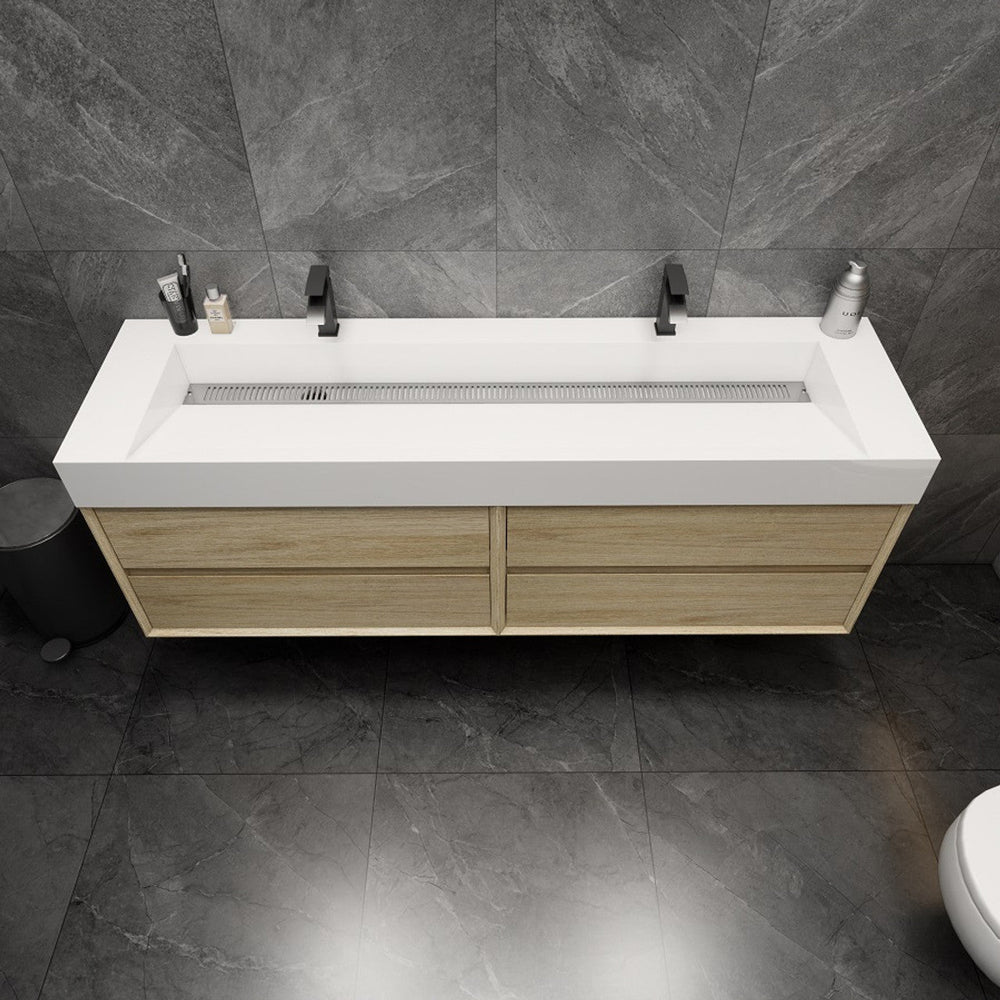 Halo 72“ Double Sink Floating Bathroom Vanity