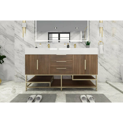 Boreal 60“ Double Sink Freestanding Bathroom Vanity